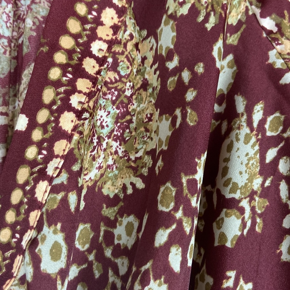 Free People Run Free Silky Long Sleeve Front Tie Deep V Lightweight Boho Blouse - Picture 14 of 16